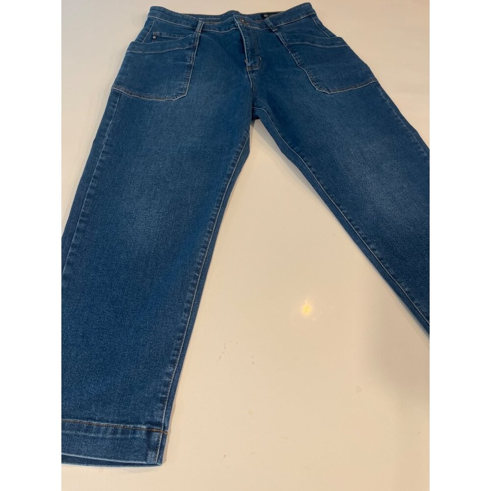 AG Yuko Tapered Safari Denim Pants Blue Womens Straight Leg Casual Fit